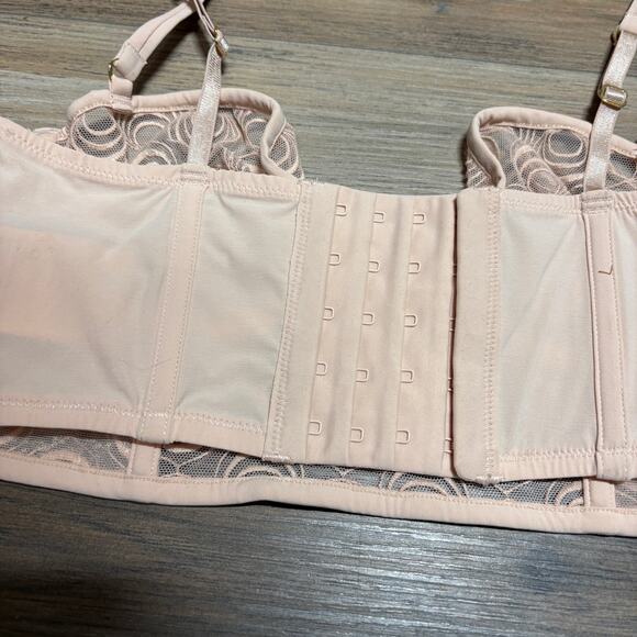 & Other Stories Size 34C Lace Bustier Underwired Bra Pink Adjustable Straps - Picture 5 of 9